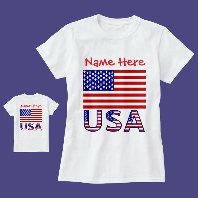 USA America Flag Red Personalised Women's  T-Shirt (Creator Uploaded)