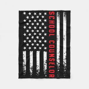 Usa America Flag School Counsellor Guidance 4th Of Fleece Blanket