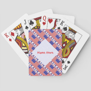USA America Flag Tiled Red Personalized Playing Cards