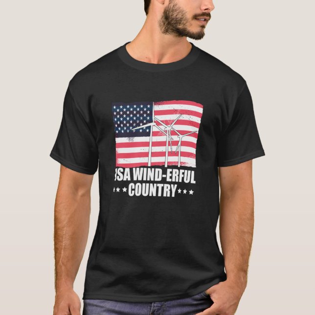 USA America Flag USA Wind erful Country T-Shirt (Front)