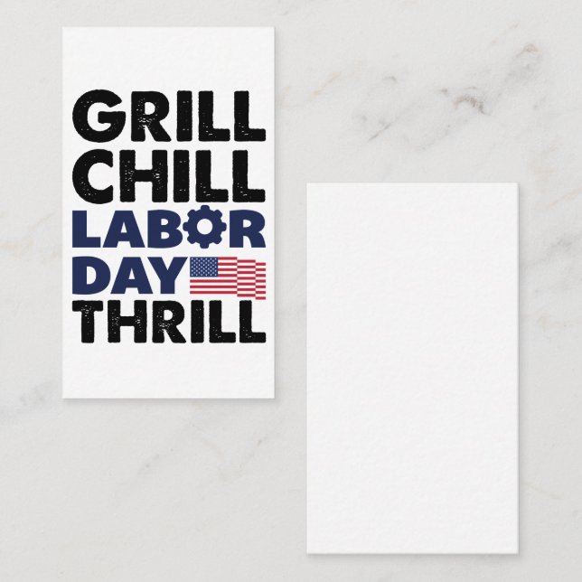 Usa America Grill Chill Labour Day Thrill BBQ Part Business Card (Front/Back)