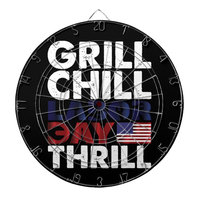 Usa America Grill Chill Labour Day Thrill BBQ Part Dartboard (Front)