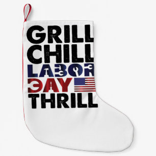 Usa America Grill Chill Labour Day Thrill BBQ Part Small Christmas Stocking