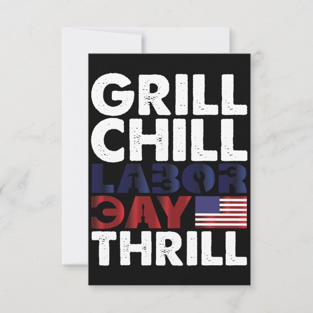 Usa America Grill Chill Labour Day Thrill BBQ Part Thank You Card (Front)