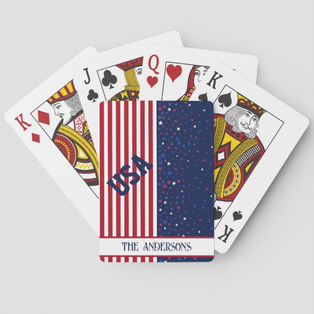 USA America Patriotic Family Name Playing Cards (Back)