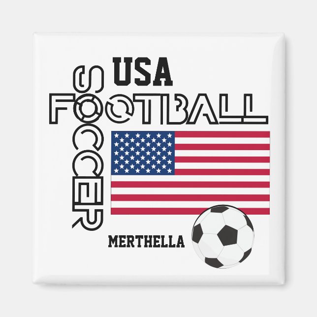 USA America Personalised Soccer Football  Magnet (Front)