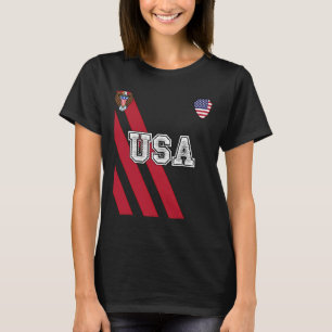 Usa America Soccer Jersey Red Blue Football Ball T T-Shirt