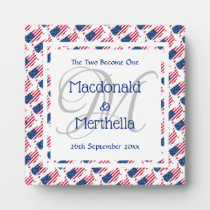 USA AMERICA Wedding Keepsake Gift Custom Monogram Plaque