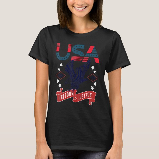 Usa American Bald Eagle Usa Flag July 4th Red Whit T-Shirt (Front)