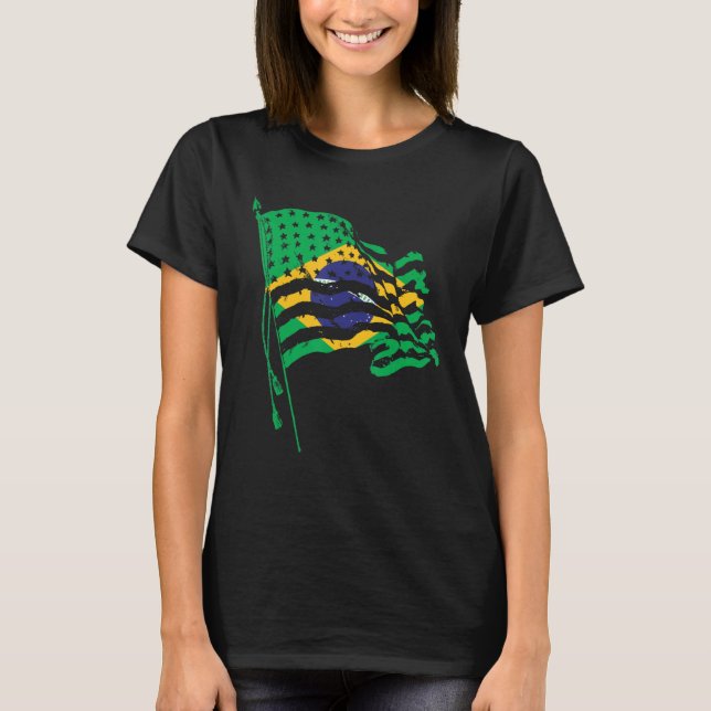 USA American Brazil Flag Combined 1 T-Shirt (Front)
