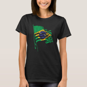 USA American Brazil Flag Combined T-Shirt
