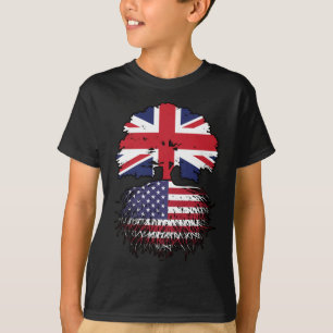 USA American British UK Tree Roots Flag T-Shirt
