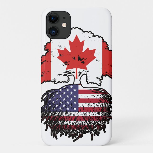 USA American Canadian Canada Tree Roots Flag Case-Mate iPhone Case (Back)