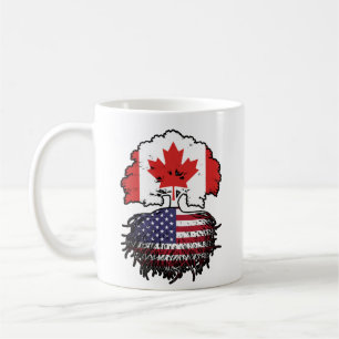USA American Canadian Canada Tree Roots Flag Coffee Mug