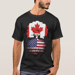 USA American Canadian Canada Tree Roots Flag T-Shirt