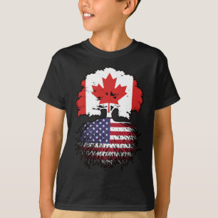 USA American Canadian Canada Tree Roots Flag T-Shirt