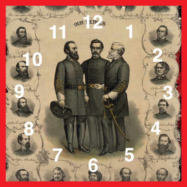USA American Civil War Heroes Southern Generals Square Wall Clock (Creator Uploaded)