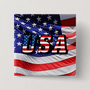 USA - American Flag 15 Cm Square Badge