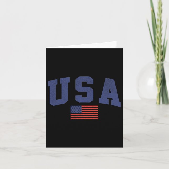 Usa American Flag 4th Of July Americana Bold Blue  Card (Front)