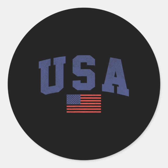 Usa American Flag 4th Of July Americana Bold Blue  Classic Round Sticker (Front)