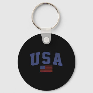Usa American Flag 4th Of July Americana Bold Blue Key Ring