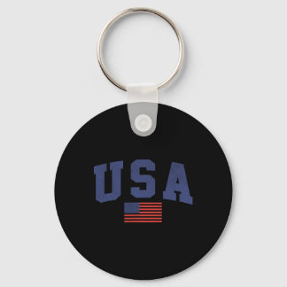 Usa American Flag 4th Of July Americana Bold Blue  Key Ring