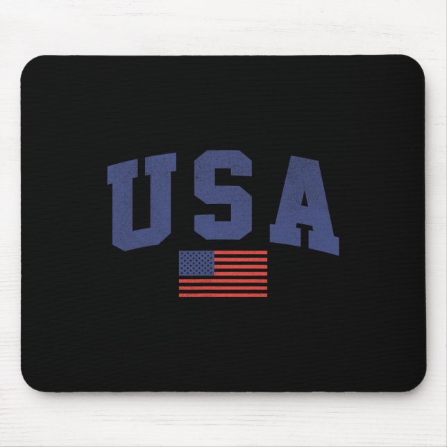 Usa American Flag 4th Of July Americana Bold Blue  Mouse Mat (Front)