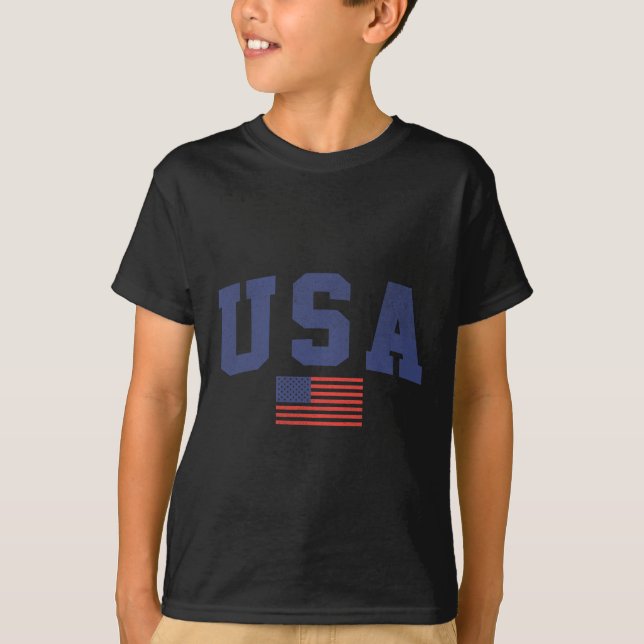 Usa American Flag 4th Of July Americana Bold Blue  T-Shirt (Front)