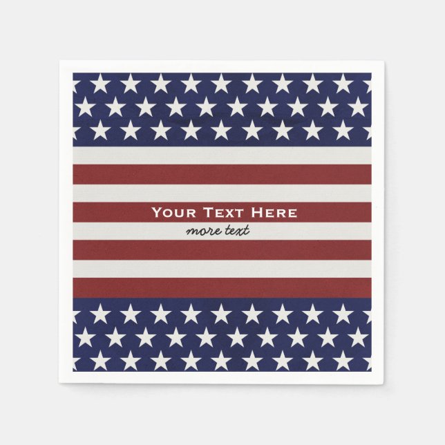 USA American Flag 4th of July Personalised Custom Napkin (Front)