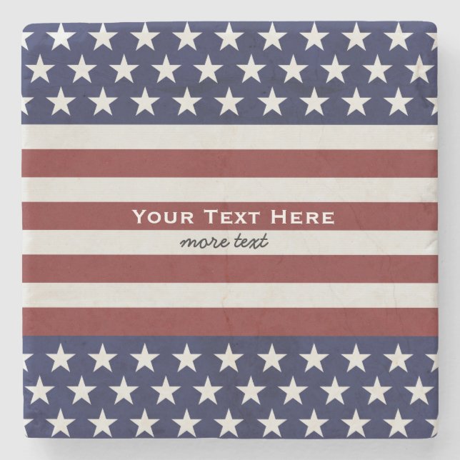 USA American Flag 4th of July Personalised Custom Stone Coaster (Front)