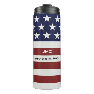 USA American Flag 4th of July Personalised Custom Thermal Tumbler