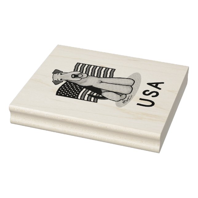 USA American Flag Airedale Terrier Dog - Cute Rubber Stamp (Stamp)