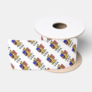 USA American Flag Airedale Terrier Dog - Cute Satin Ribbon