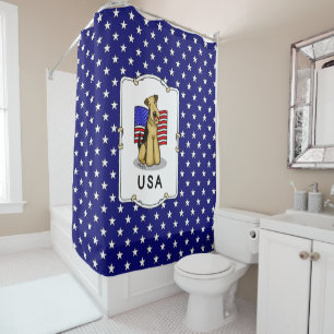 USA American Flag Airedale Terrier Dog - Cute Shower Curtain