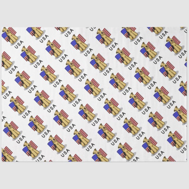 USA American Flag Airedale Terrier Dog - Cute Tissue Paper (Front)