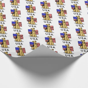 USA American Flag Airedale Terrier Dog - Cute Wrapping Paper