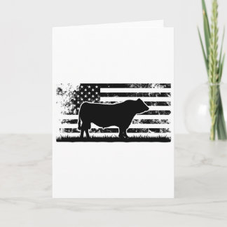Usa American Flag - America Cow Black Angus Ranche Card