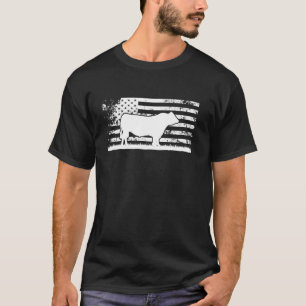 USA American Flag America Cow Black Angus Rancher  T-Shirt