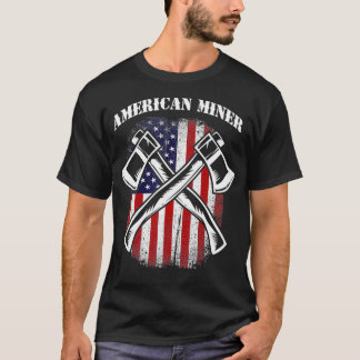 USA American Flag American Miner T-Shirt
