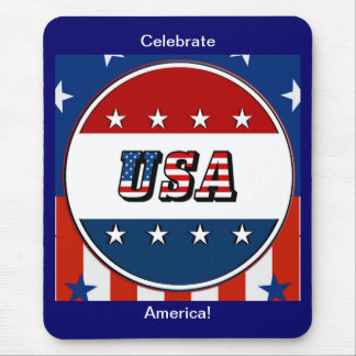 USA - American Flag and Stars in Circle #2 Mouse Mat