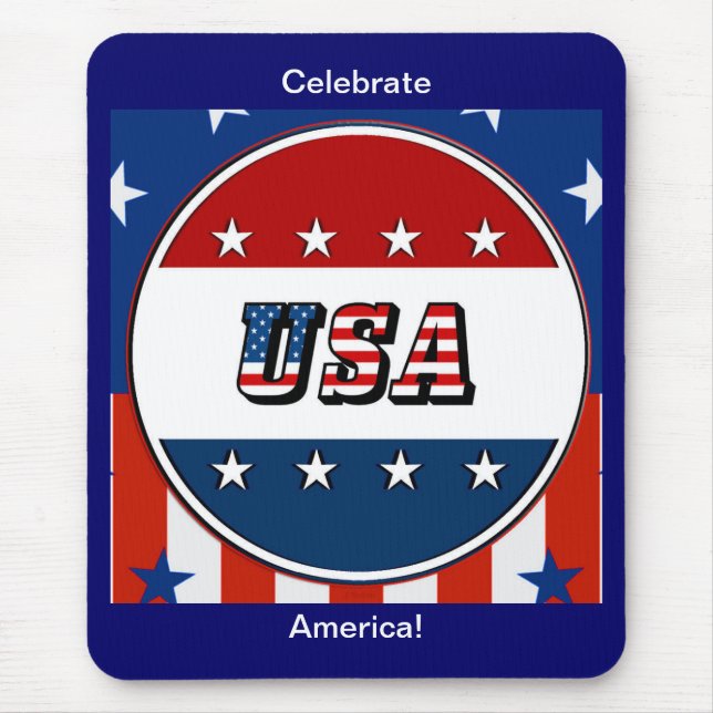 USA - American Flag and Stars in Circle #2 Mouse Mat (Front)