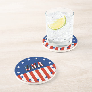 USA - American Flag and Stars in Circle Coaster