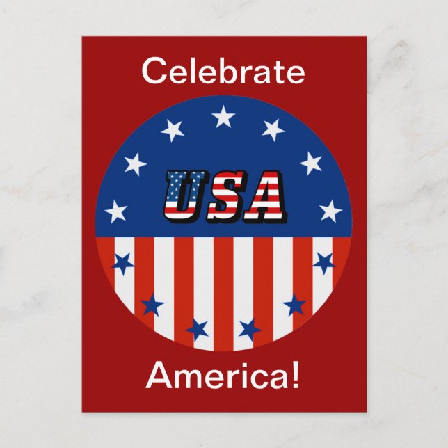 USA - American Flag and Stars in Circle Postcard (Front)