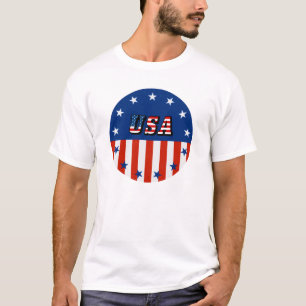 USA - American Flag and Stars in Circle T-Shirt