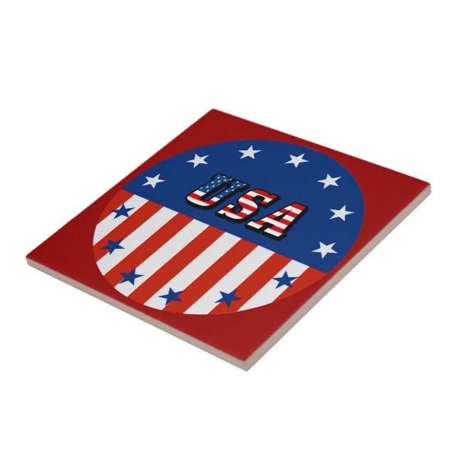 USA - American Flag and Stars in Circle Tile (Side)
