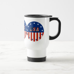 USA - American Flag and Stars in Circle Travel Mug