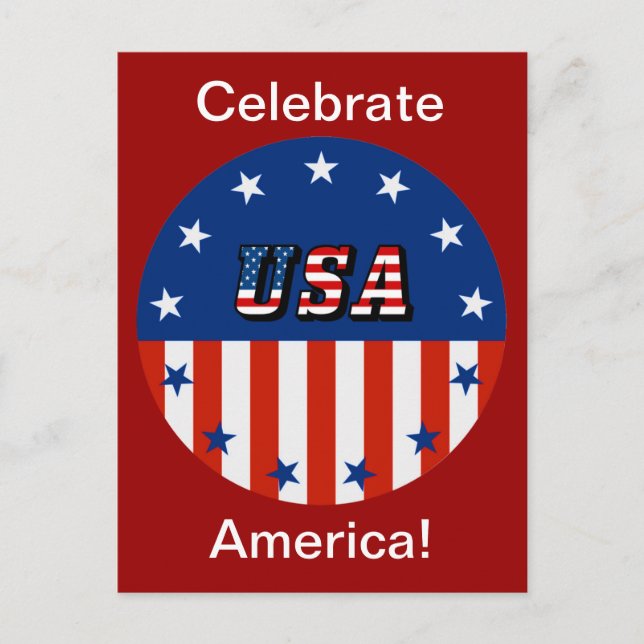 USA - American Flag and Stars in Circle, ZSSG Postcard (Front)