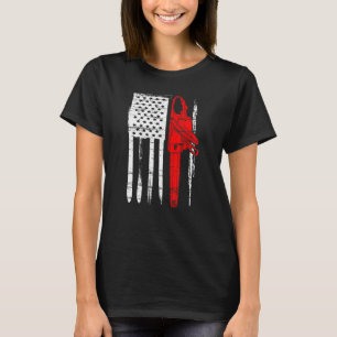 Usa American Flag Arborist Chainsaw Lumberjack Log T-Shirt