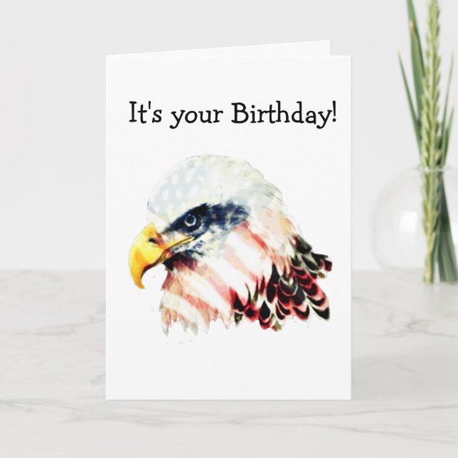USA American Flag Bald Eagle Design Card (Front)