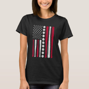 USA American Flag Baseball Patriotic Men Boys 4th T-Shirt